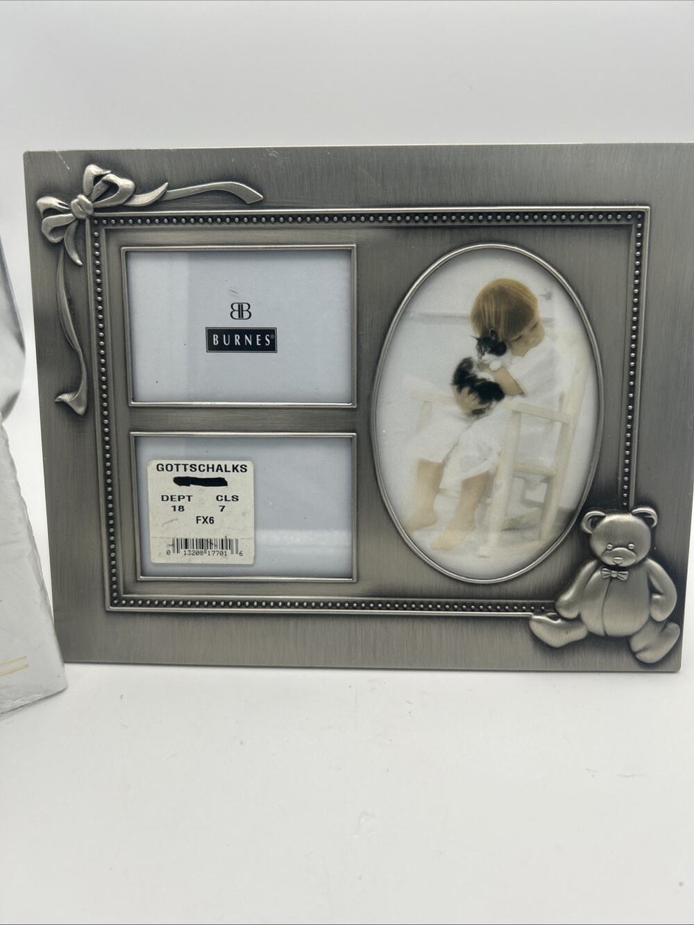 Vintage Burnes Of Boston Pewter Finish College Frame. With Small Album.